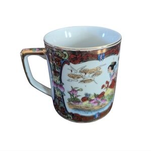 Elegant Decorative Chinese Porcelain Mug/Cup – Rose Medallio- Gold Trim
